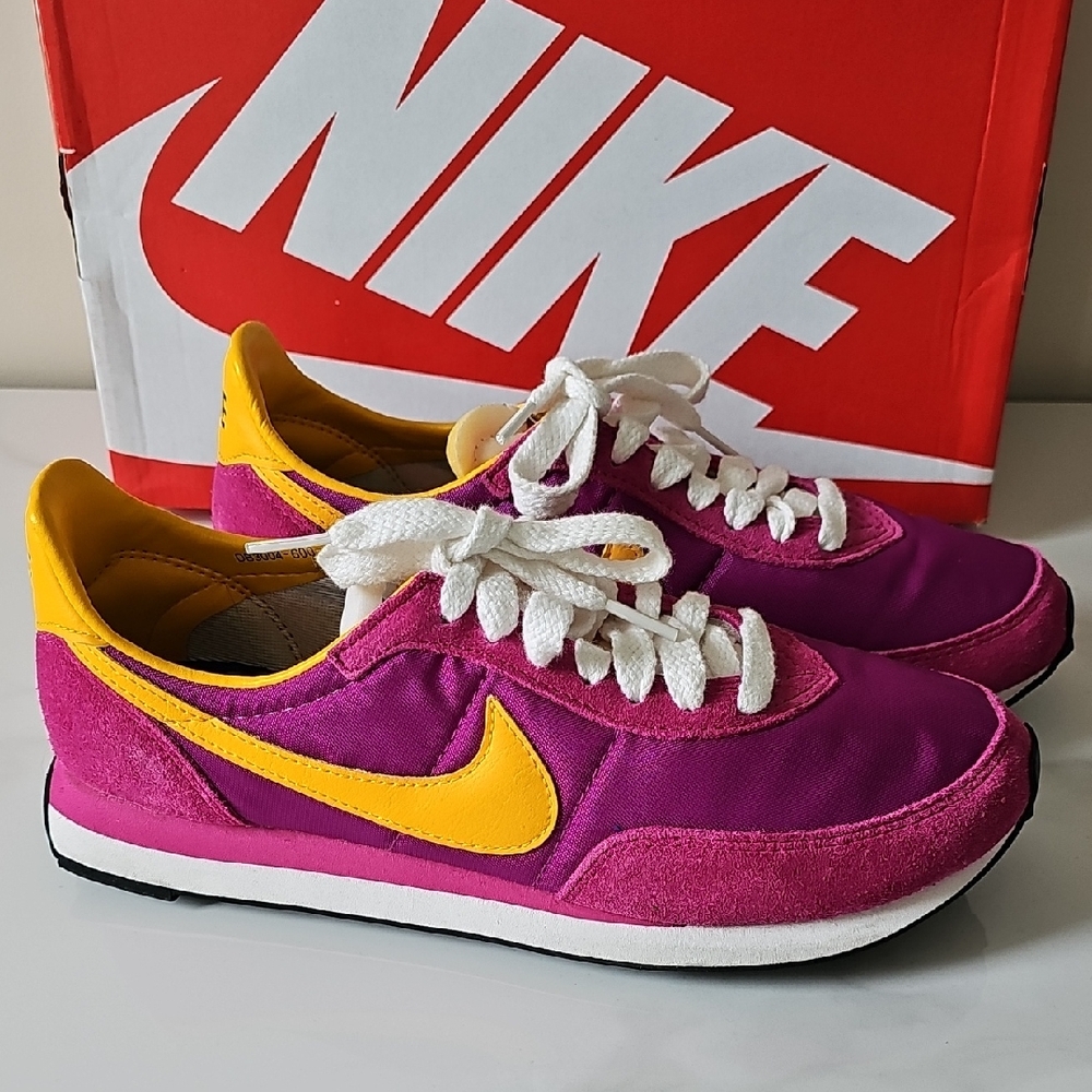 Nike Pink and Yellow Retro Sneakers
